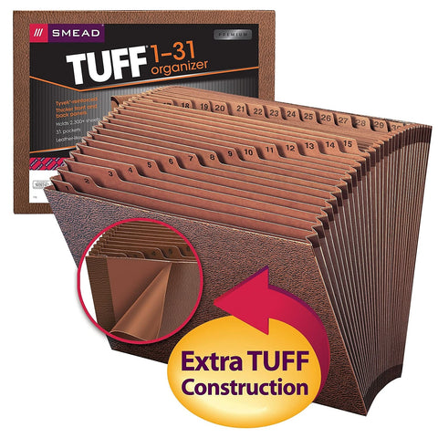 Smead TUFF Expanding File, Daily (1-31), 31 Pockets, Letter Size, Redrope-Printed Stock (70467)