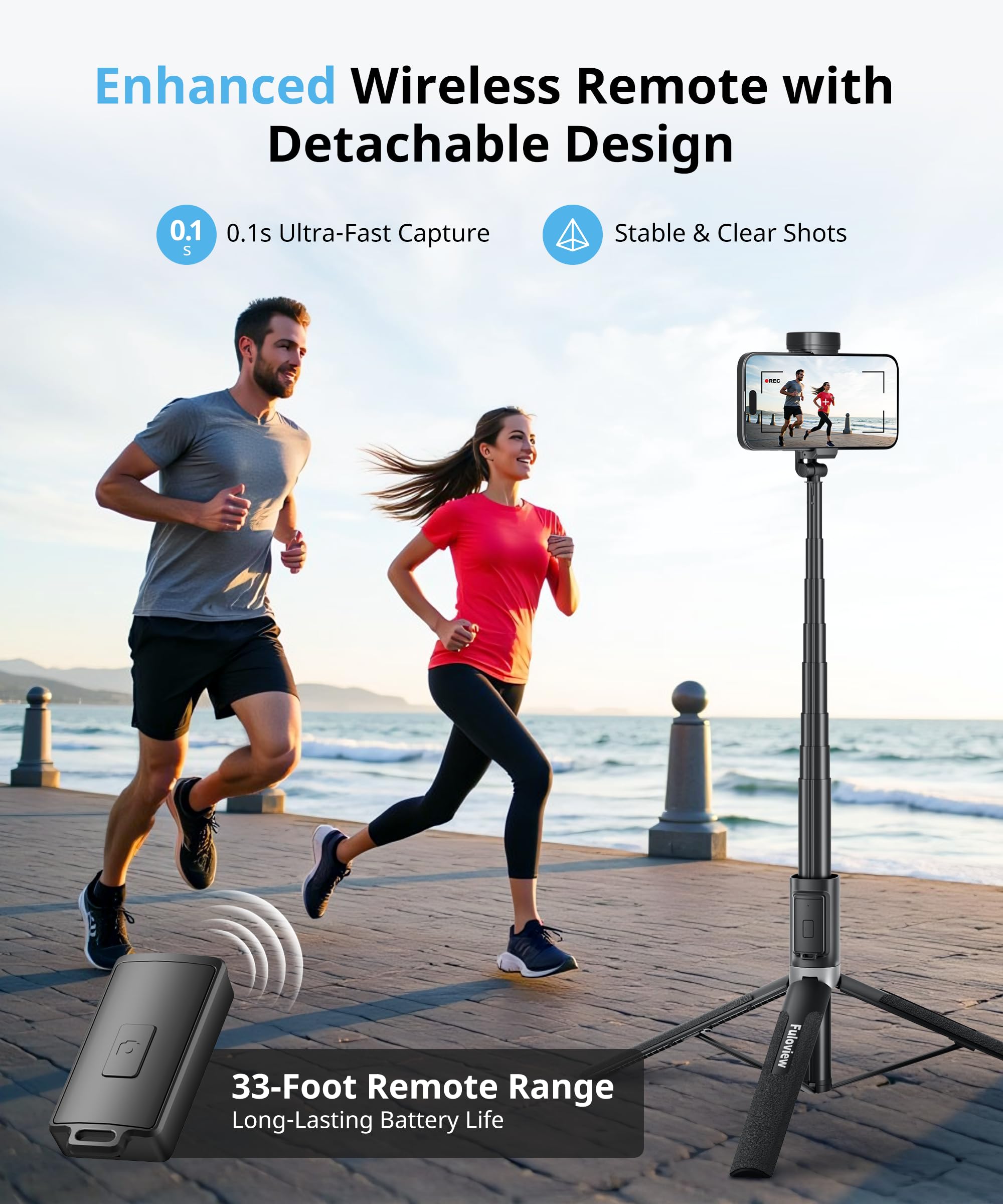 Selfie Stick Travel Tripod for iPhone Wireless Remote for Selfies, Extendable Selfie Stick for iPhone, iPhoneTripod for Video Recording, 60 inch, Black
