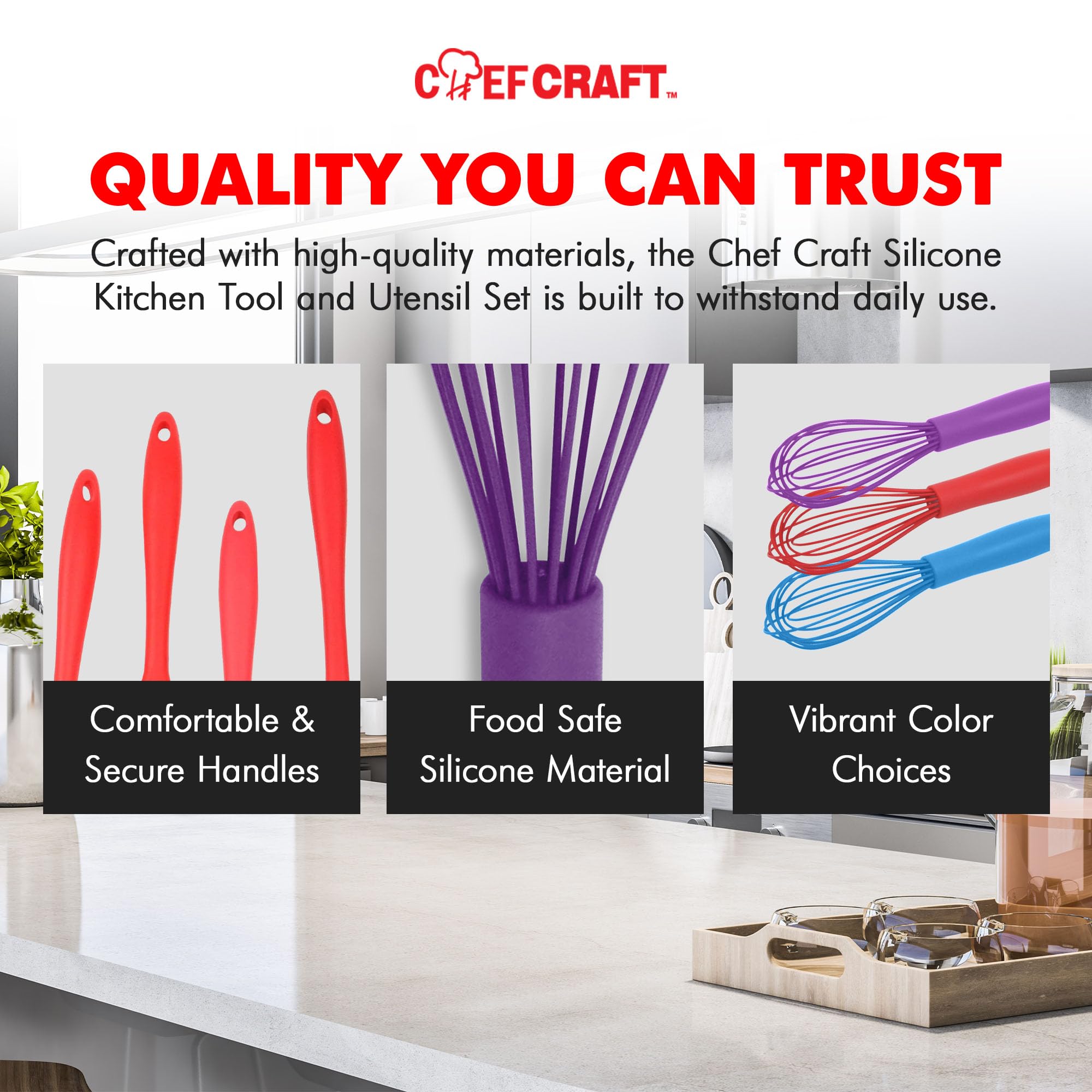 Chef Craft Premium Silicone Wire Cooking Whisk, 10.5 Inch, Purple