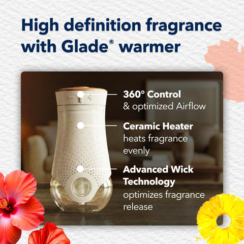Glade PlugIns Refills Air Freshener Starter Kit, Hawaiian Breeze, Scented and Essential Oils for Home and Bathroom, 0.67 Fl Oz, 1 Warmer + 1 Refill