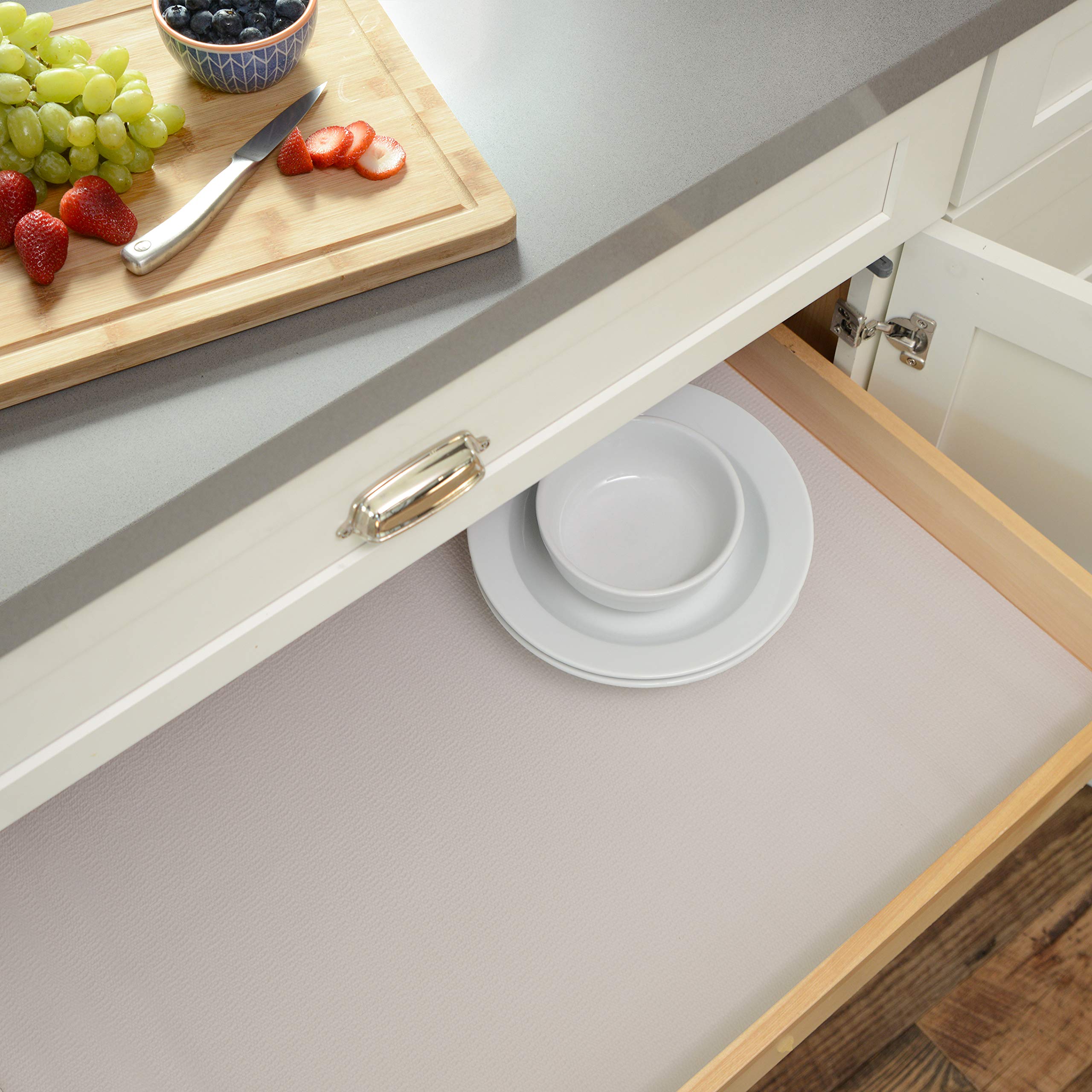 Con-Tact Brand Grip Prints Non-Adhesive Non-Slip Vinyl Liner for Shelf, Drawer and Counter Tops, 18'' x 4', Almond