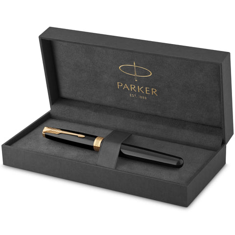 Parker Sonnet Black Lacquer Fountain Pen, Fine Nib, Black Ink