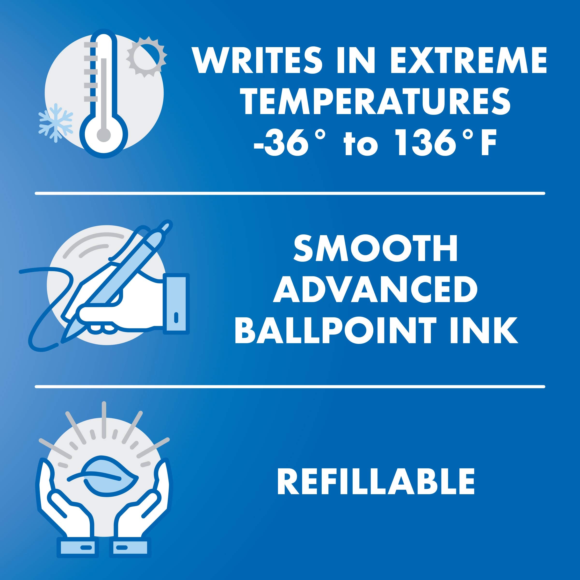 PILOT Acroball PureWhite Advanced Ink Refillable & Retractable Ball Point Pens with Silver Accents, Fine Point, Black Ink
