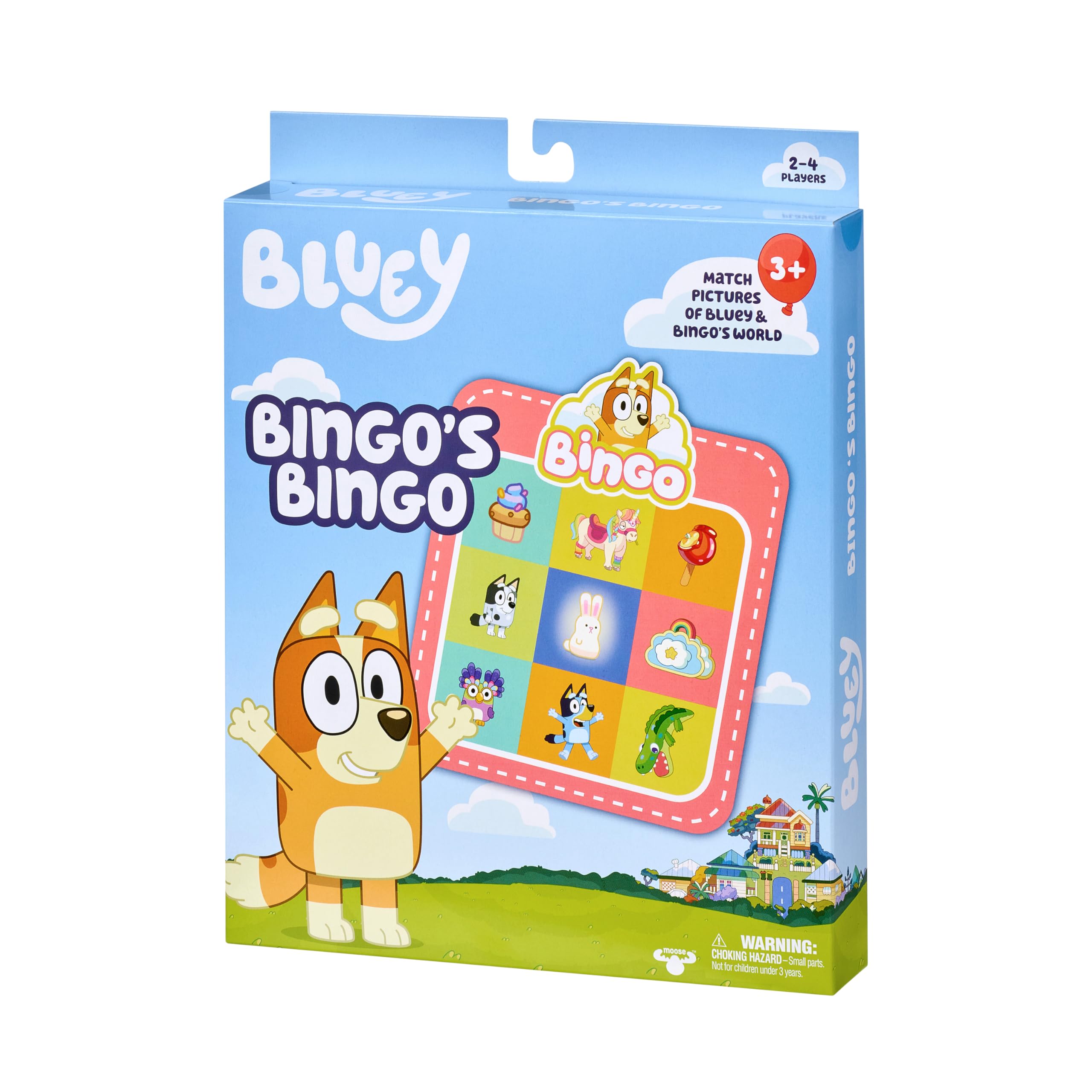 Bluey Bingo’s Bingo Card Game, Kids Image Matching Card Game with 40 Cards, 48 Chips and 12 Scoring Chips, Interactive Fun Games for Kids of Ages 3+