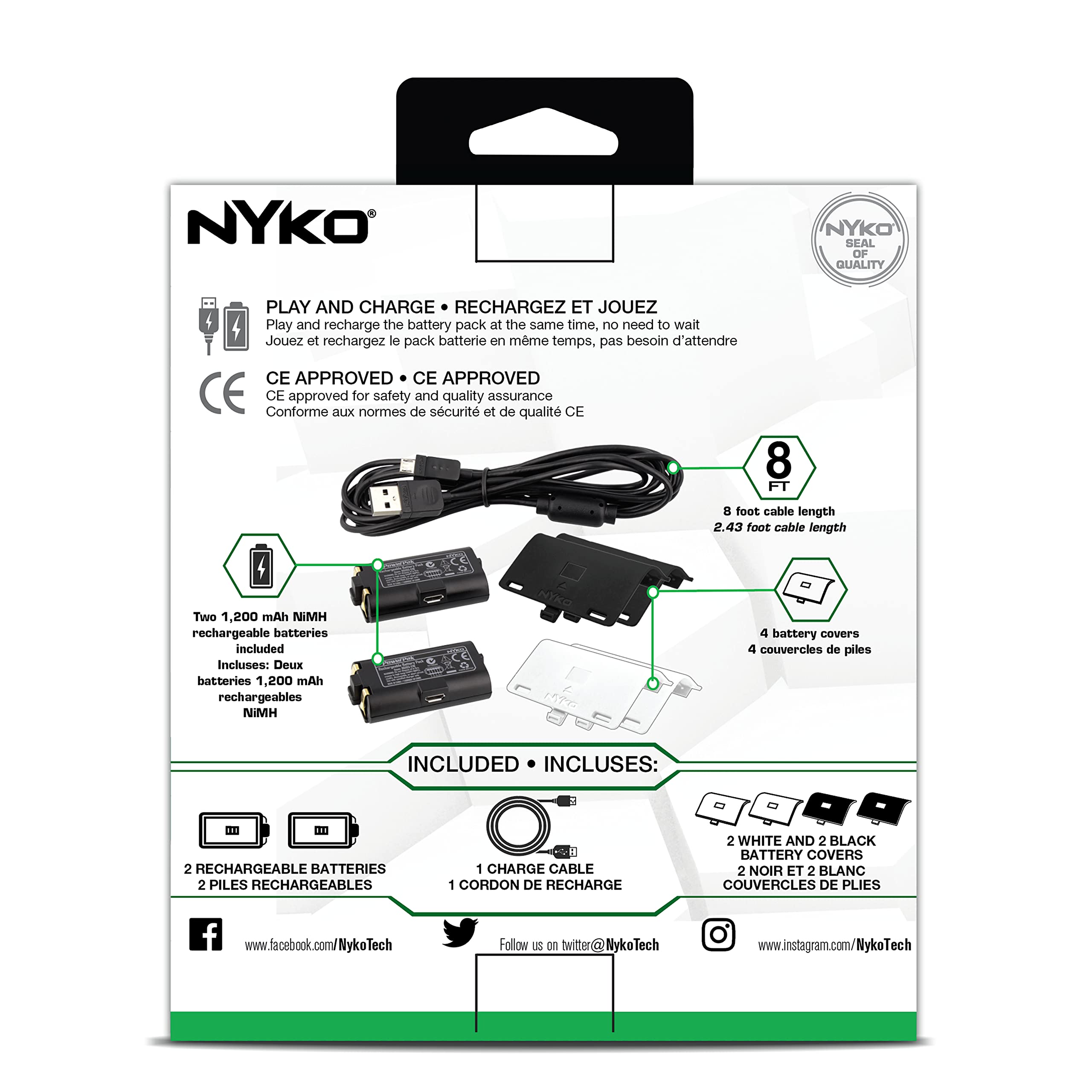 Nyko Xbox One Power Kit Plus - Rechargeable Battery Kit w/ 2 Batteries, Micro-USB Cable for Xbox one Controllers ONLY– Not Compatible w/Xbox S/X – Not Compatible w/Xbox Controllers w/Home Button