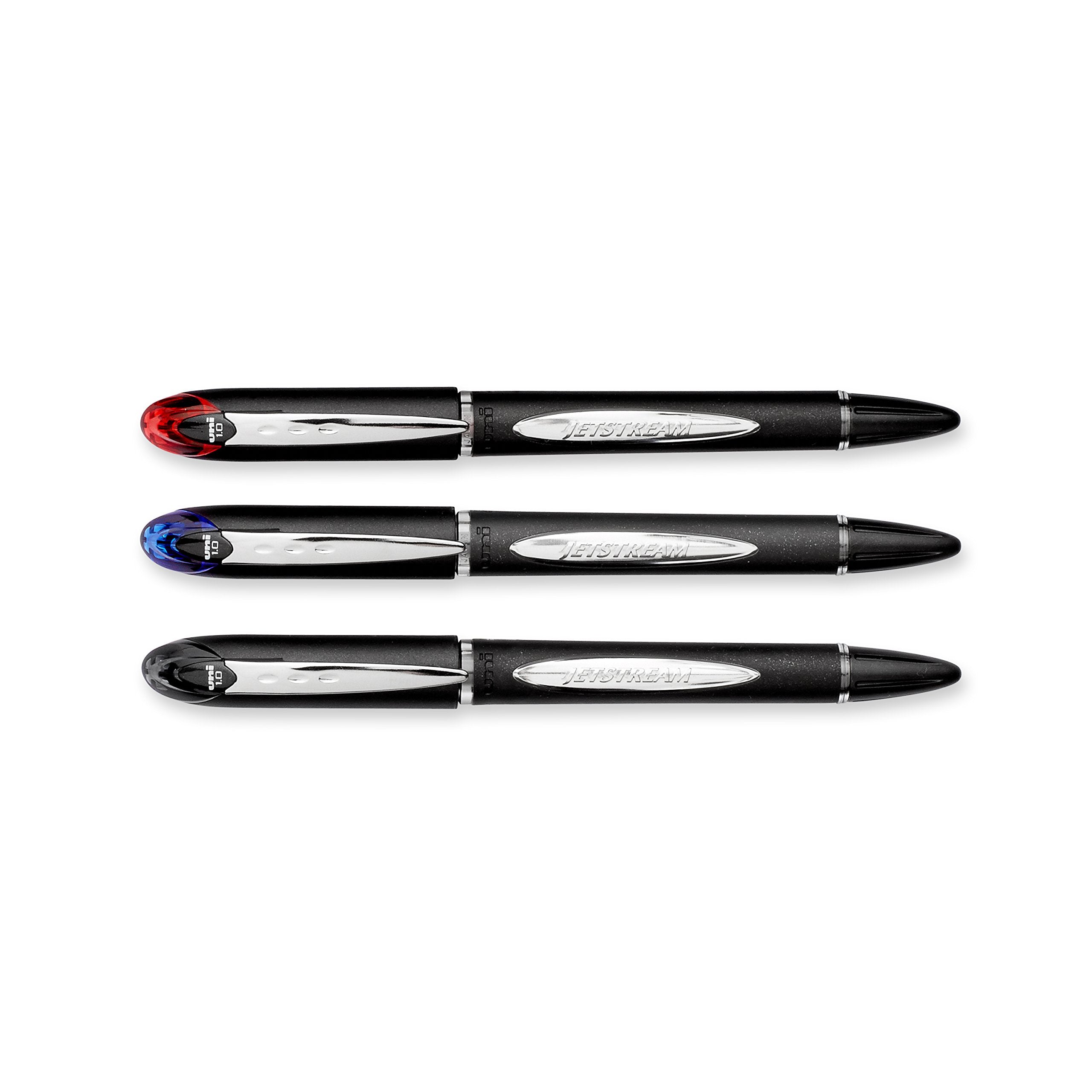 uni-ball Jetstream Roller Ball Stick Pen, Bold Point, 1.0mm, Assorted Ink Colors, 3 Pack