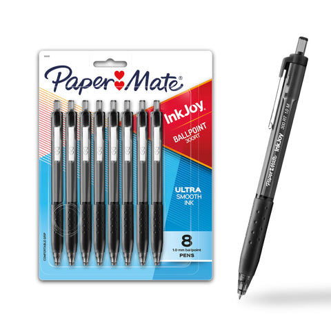 Paper Mate InkJoy 300RT Retractable Ballpoint Pens, Medium Point (1.0mm), Black, 8 Count