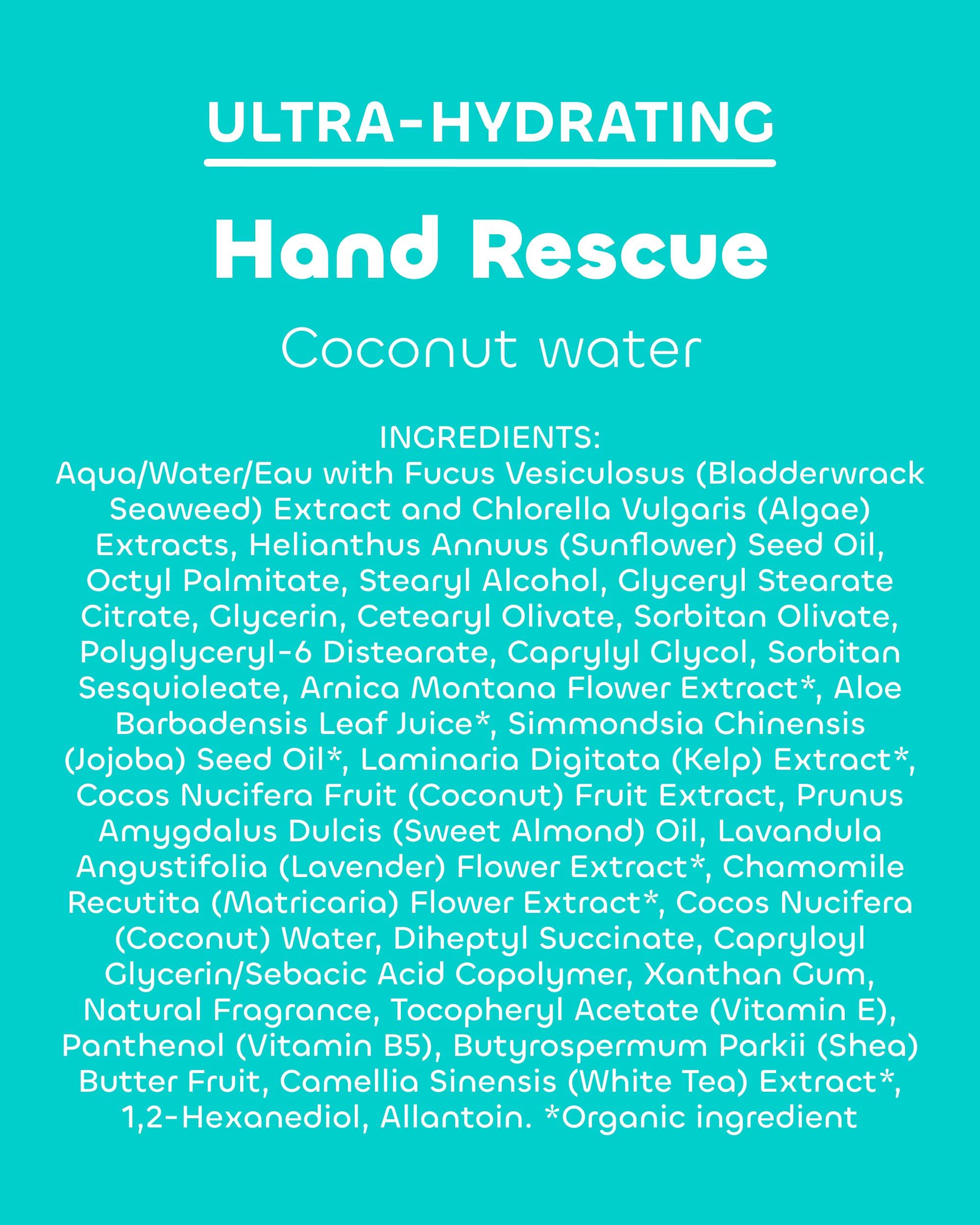 Seaweed Bath Co. Ultra-Hydrating Hand Rescue Moisturizing Cream - Coconut Water Scent - Sustainably Harvested Seaweed, Sea Kelp, Arnica to Soothe Dry, Rough Skin - 2 oz