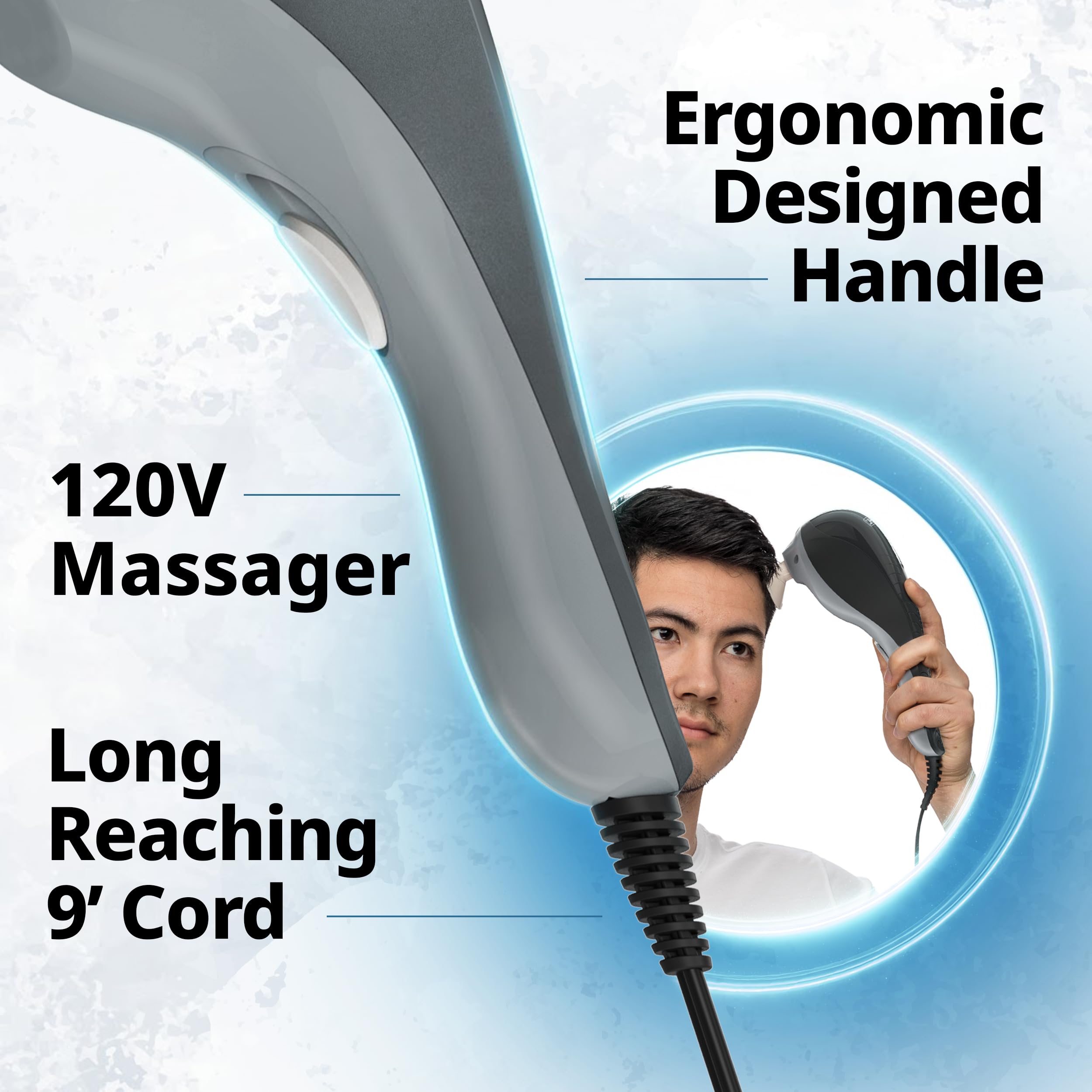 Wahl Soothing Vibration Corded Massager with 4 Attachment Heads, 2 Speed Massage Tool for Pressure & Pain Relief on The Face, Neck and Head, FSA Eligible, Model 4120-600