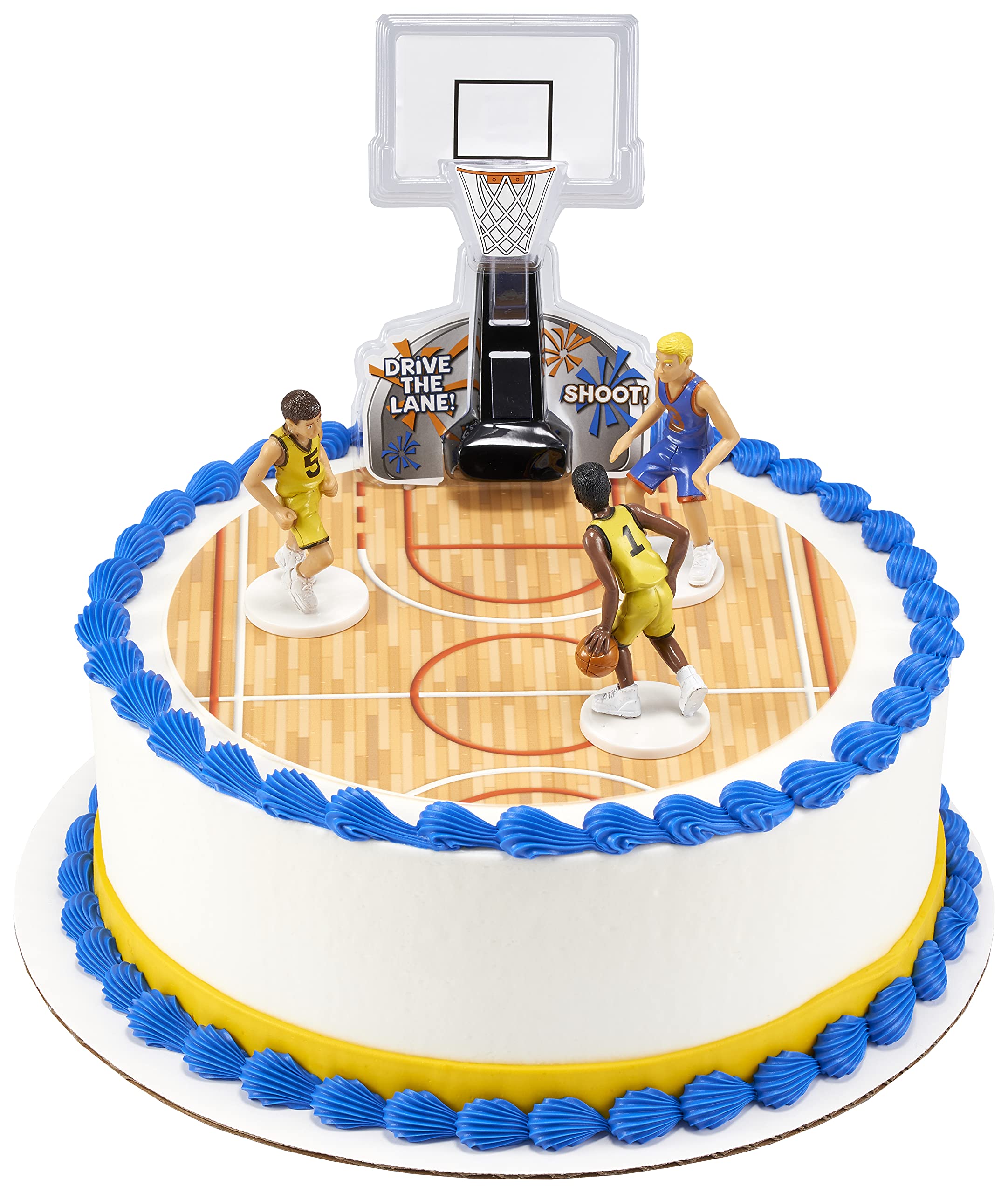 DecoSet® Basketball All Net Cake Topper, 5-Piece Cake Decoration Set, Birthday Decorations with 3 Figurines and Backboard, For All Size and Shape Celebration, Birthday or End of Season Cake