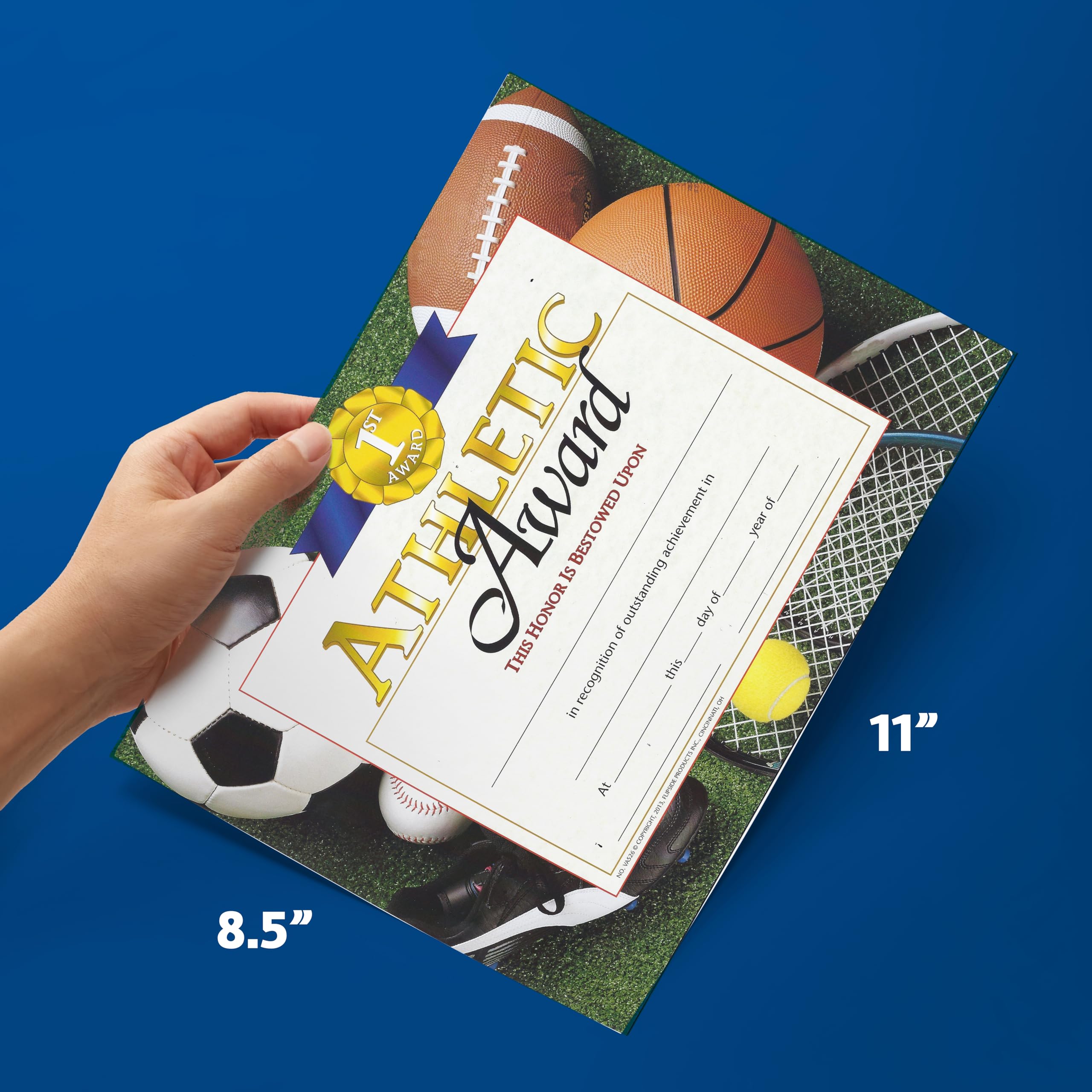 Hayes Athletic Award Certificates, Customizable Sports Award for Students and Teams, Full-Color Glossy Finish, 8.5" x 11" - 30 Pack