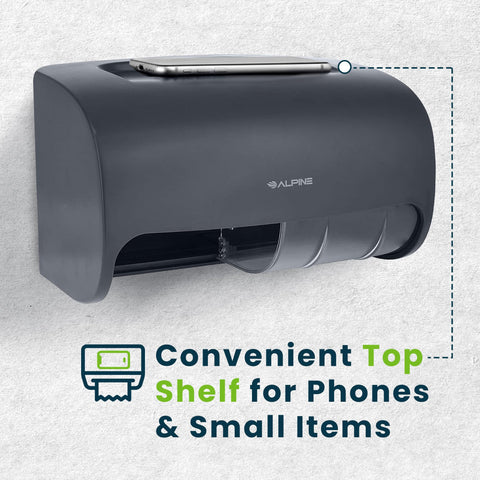Alpine Commercial Toilet Paper Dispenser - Double Toilet Paper Holder Wall Mount for Less Frequent Paper Roll Refill