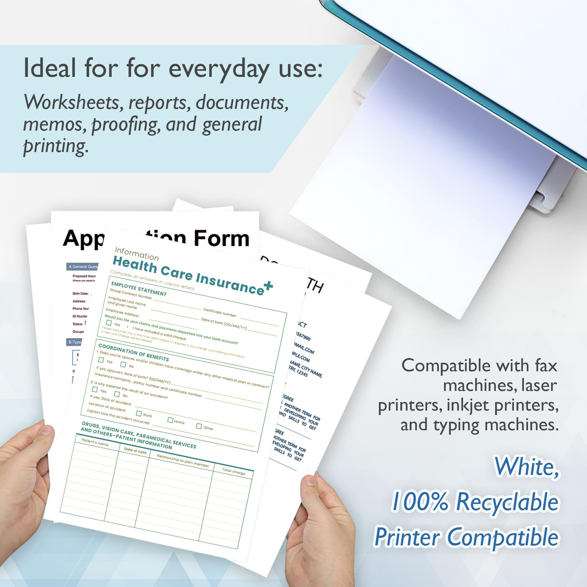 BAZIC Products Blank Paper Copy & Multipurpose Paper - 8.5" x 11" White Color Printer Paper for Inkjet, Laser, and Fax Machines, Ideal for Home, Office, and School, 50 Sheets/Pack, 1-Pack