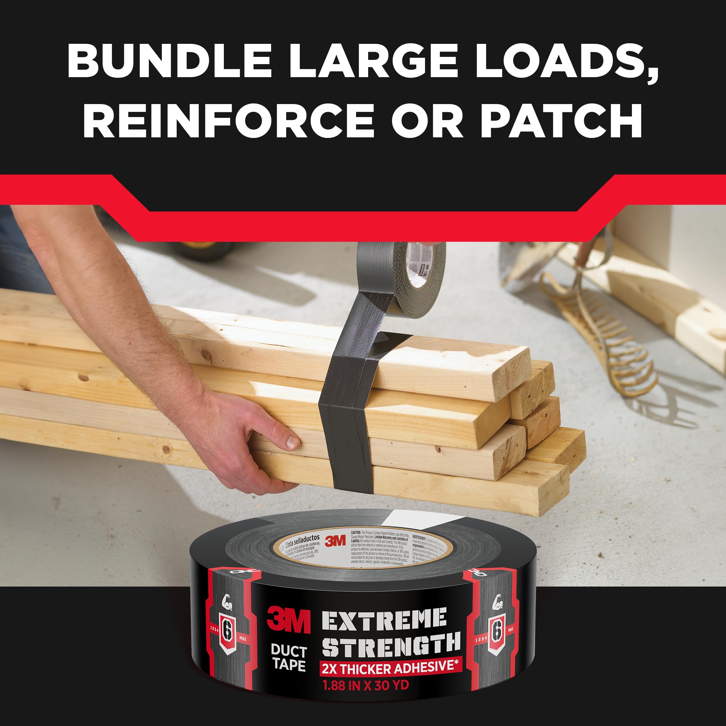 3M Extreme Strength Duct Tape, 1.88 in x 30 yd, Heavy Duty, with Super Tough Woven Material, Great for Bundling Large Loads, Reinforcing and Patching, Suitable for Long Lasting Repairs (2830)