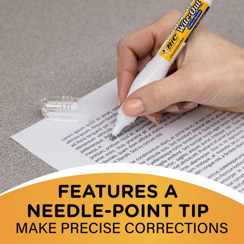 BIC Wite-Out Brand Shake 'n Squeeze Correction Pen, 8 ML Correction Fluid, 4-Count Pack of white Correction Pens, Fast, Clean and Easy to Use Pen Office or School Supplies