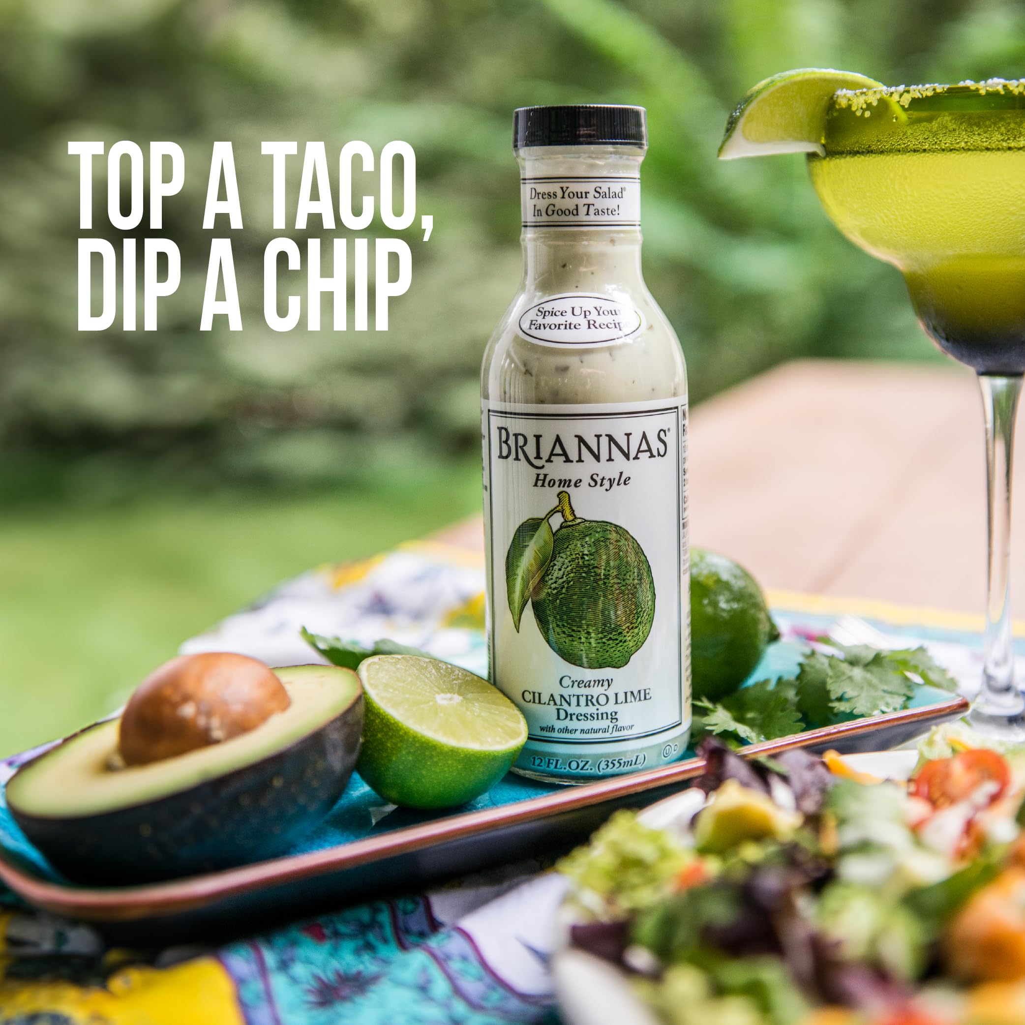 BRIANNAS - Home Style Creamy Cilantro Lime Dressing – Fine Salad Dressing made with Premium Ingredients - Gluten Free, Kosher, & Low Sugar - 12 oz. Bottle