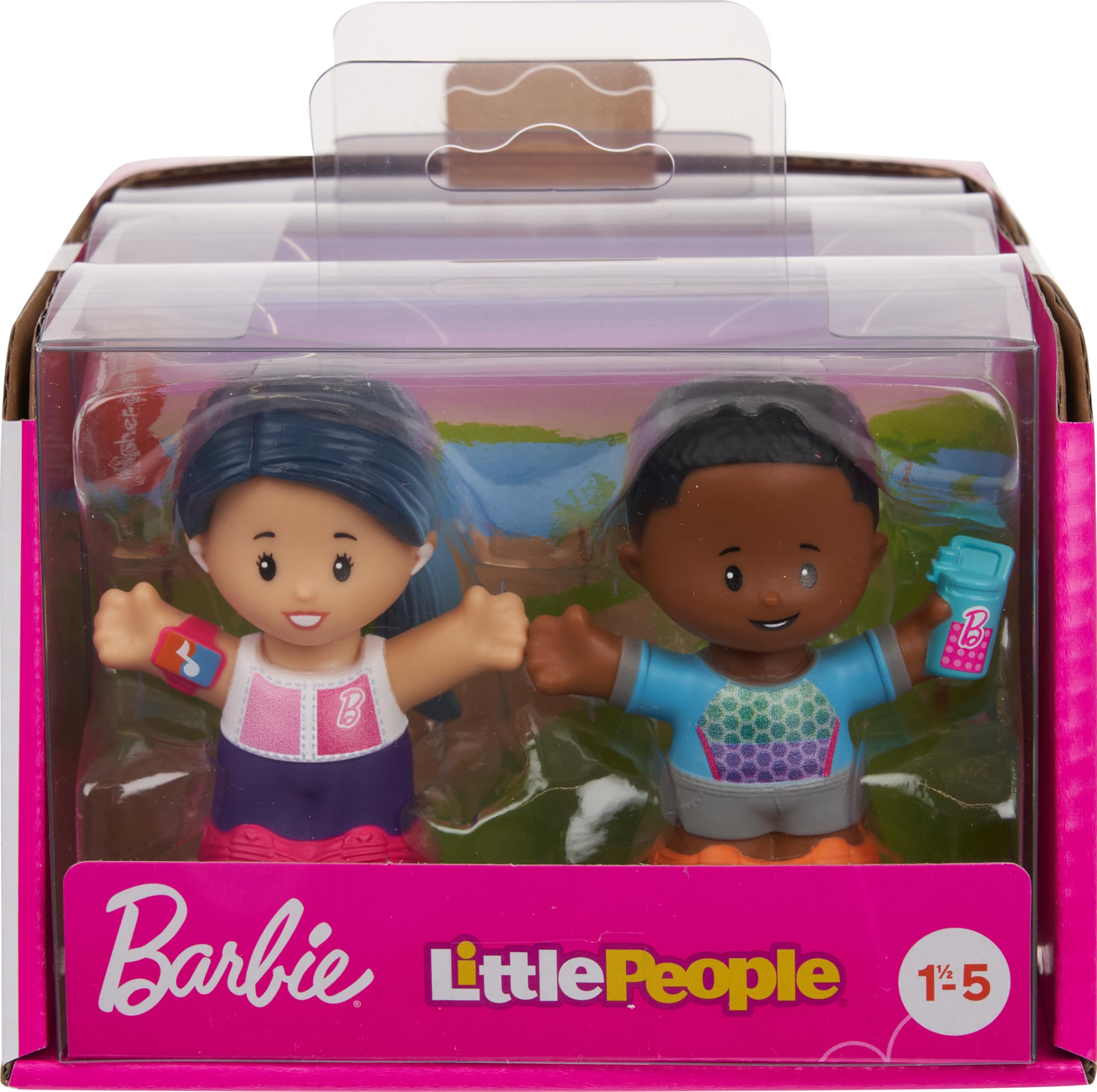 Fisher-Price Little People Toddler Toys Barbie Wellness Figure Set with 2 Characters for Preschool Pretend Play Kids Ages 18+ Months