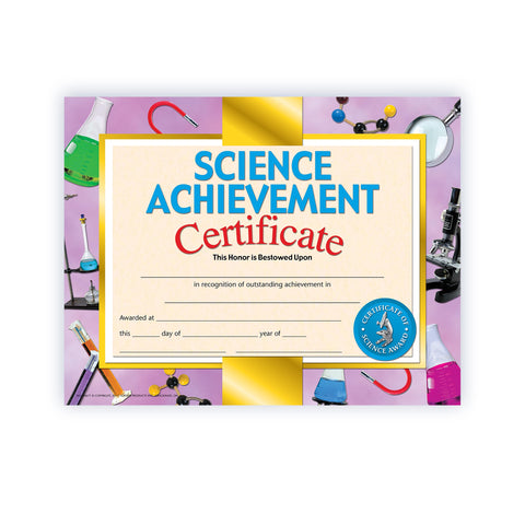 Hayes Science Achievement Certificate, 8.5" x 11", Pack of 30