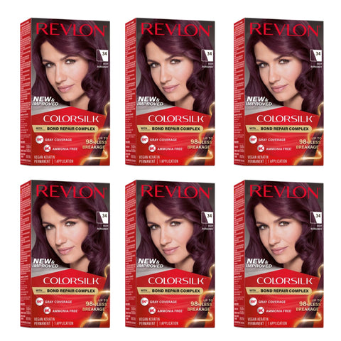 Revlon ColorSilk Hair Color 34 Deep Burgundy 1 Each (Pack of 6)