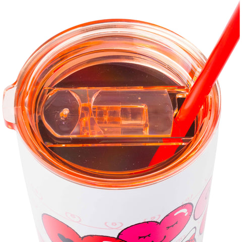 Silver Buffalo Hello Kitty Heart Balloons Double Walled Stainless Steel Tumbler with Straw, 22 Ounces