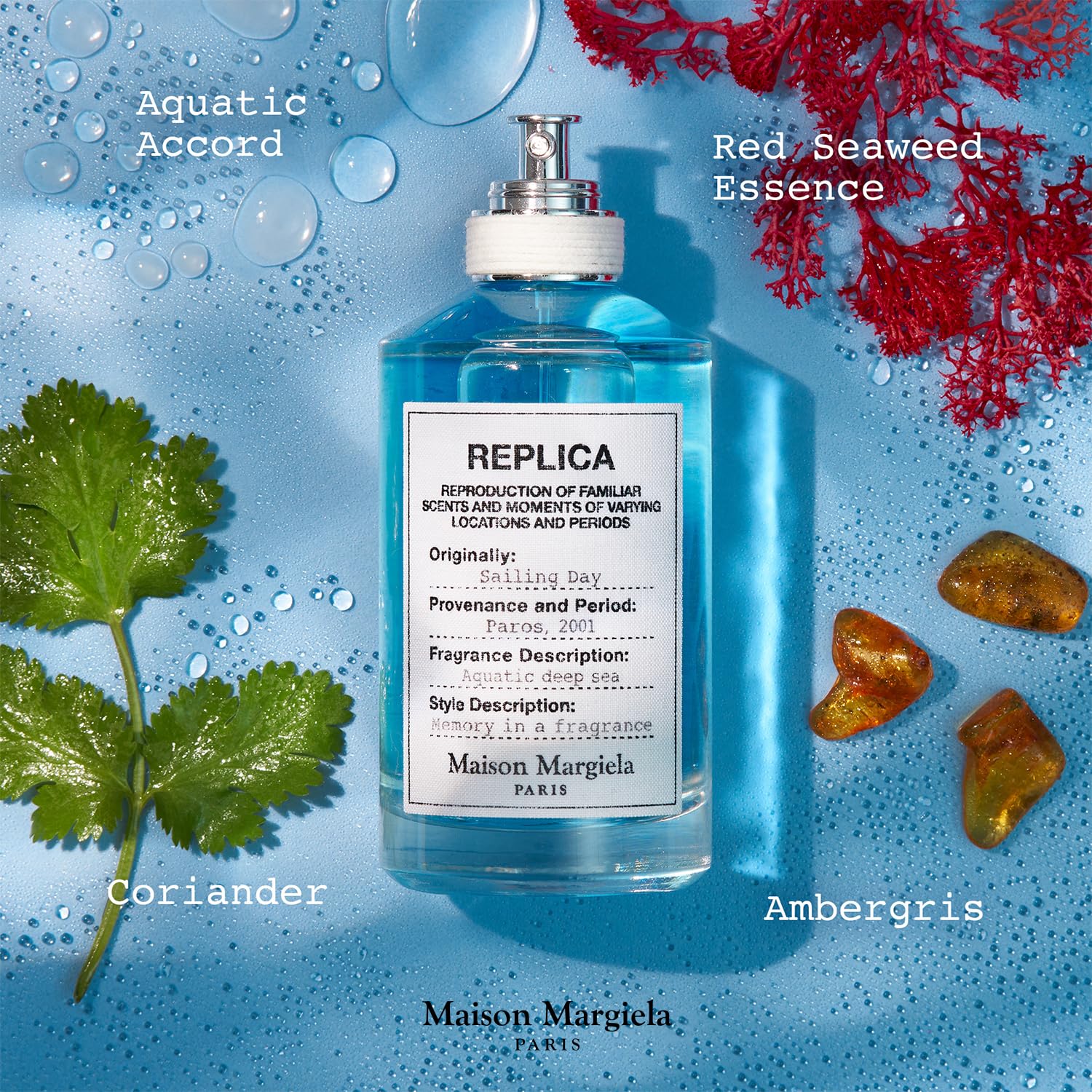 Maison Margiela - Replica - Sailing Day Eau de Toilette - Fresh Fragrance - With Acquatic Accord, Coriander, & Red Seaweed - 3.4 Fl Oz