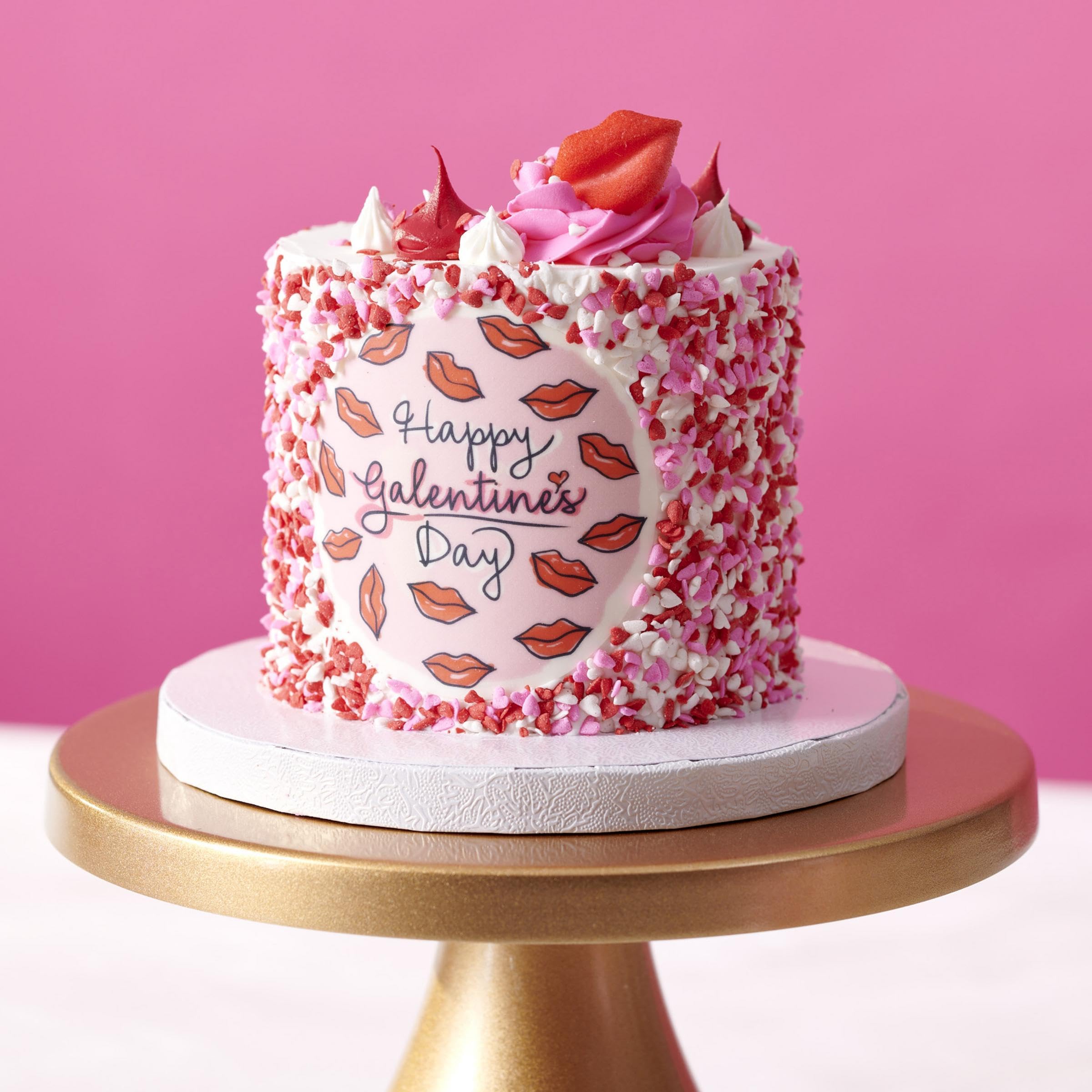 DECOPAC Valentine's Day Quins, 18oz, Fancy Sprinkles In Heart Shapes, Candy Sprinkles in Handheld Container, Edible Sprinkles For Celebration Cakes, Cupcakes, Cookies