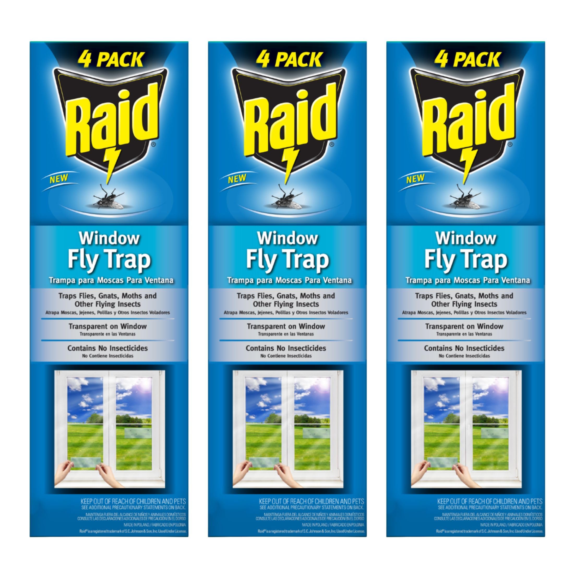 Raid Window Fly Trap, 4 Count (Pack of 3)