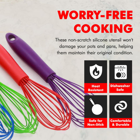 Chef Craft Premium Silicone Wire Cooking Whisk, 10.5 inch, Black