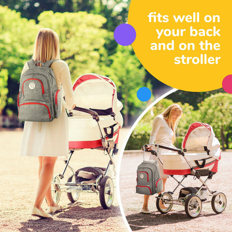 Diaper Bag Backpack with YKK Zippers for Girls and Boys, Large Waterproof Organizer with Stroller Straps, Wipes Pocket and Infant Changing Pad - Perfect for Baby Showers