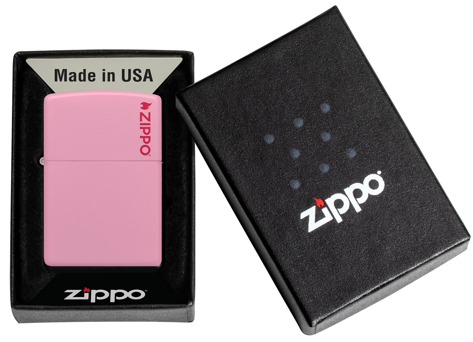 Zippo Pink Matte Logo Pocket Lighter