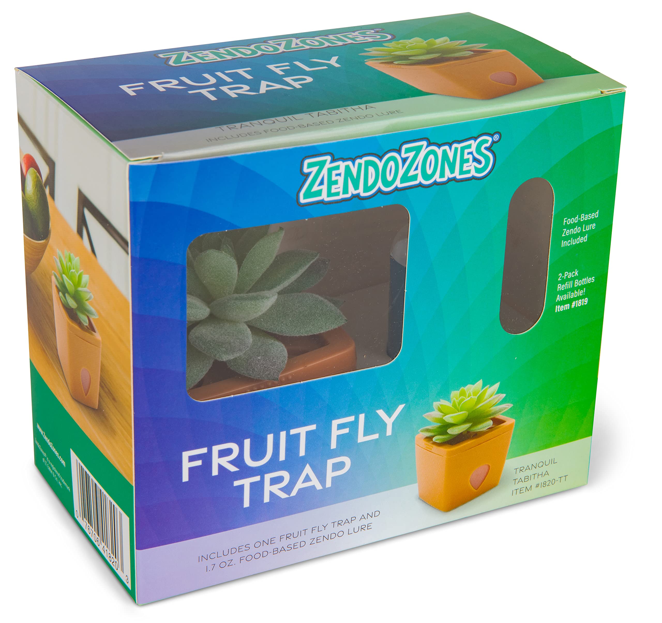 ZendoZones Succulent Fruit Fly Trap – Tranquil Tabitha Design with Terracotta Base – Eco-Friendly Indoor Fruit Fly Control – Easy-to-Use Decorative Trap