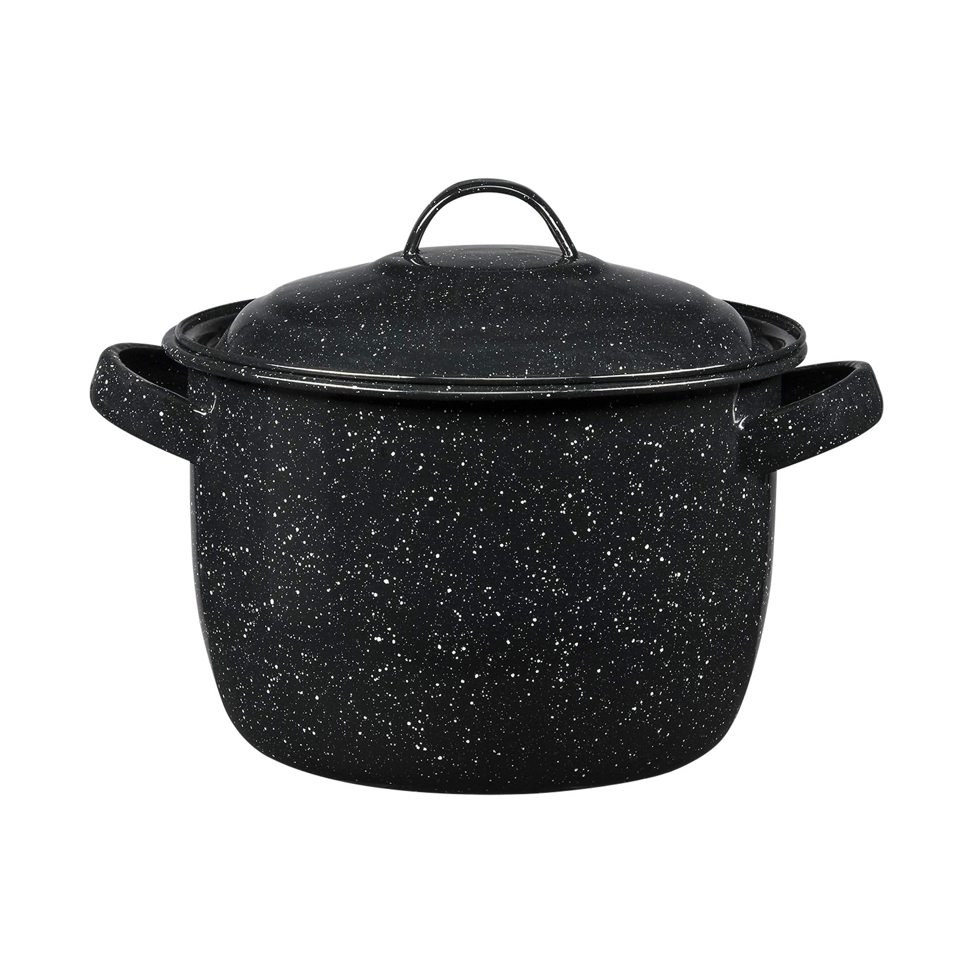 Granite Ware 4-Quart Bean Pot - Porcelain Enamel on Steel, Lightweight & Durable, Ideal for Baked Beans, Stews, Soups - Non-Stick, Chip-Resistant, Even Heat Distribution (Speckled Black)