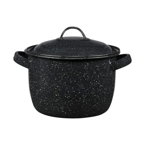 Granite Ware 4-Quart Bean Pot - Porcelain Enamel on Steel, Lightweight & Durable, Ideal for Baked Beans, Stews, Soups - Non-Stick, Chip-Resistant, Even Heat Distribution (Speckled Black)