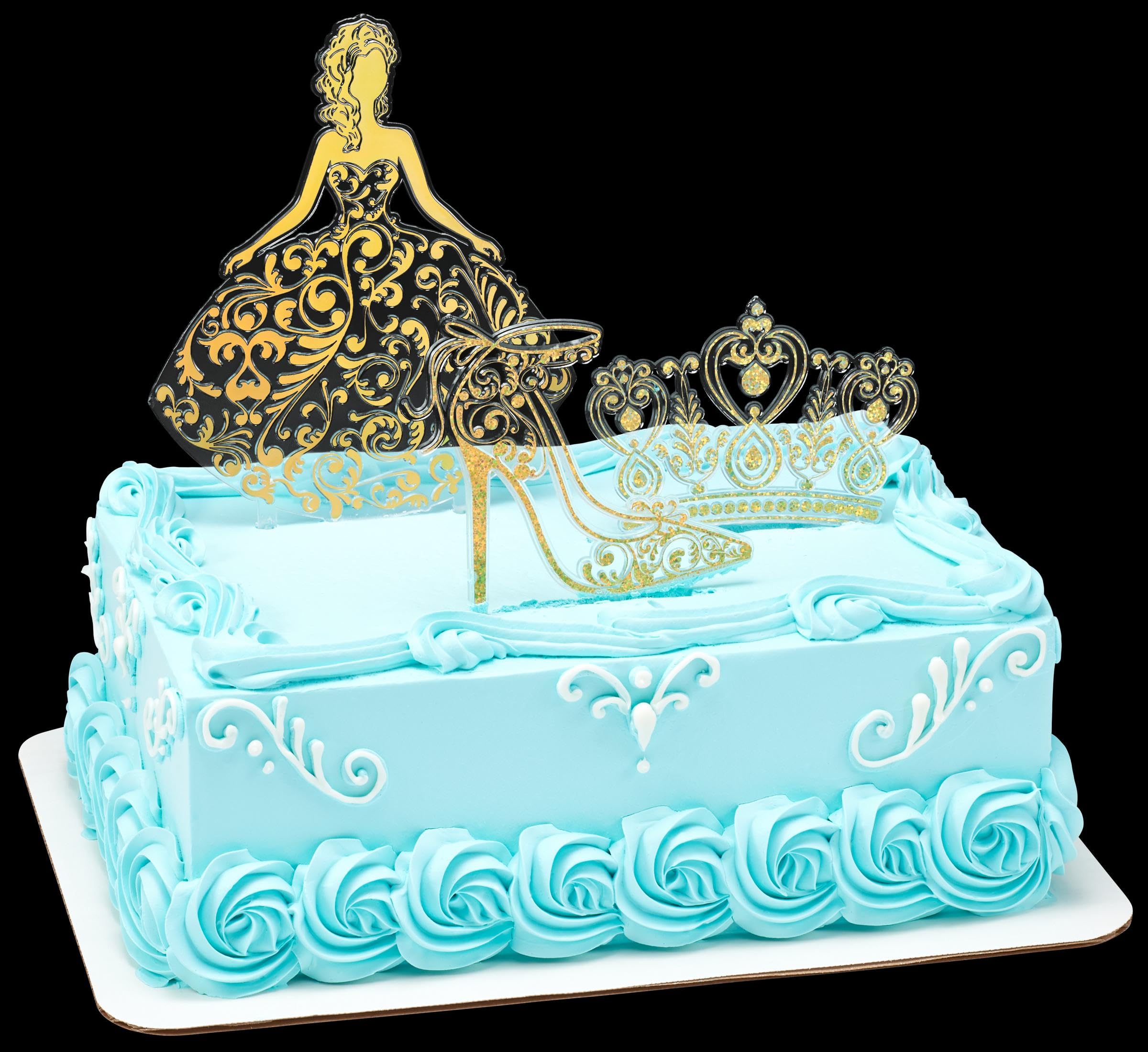 DecoPac QUINCEANERA Cake Decorating Kit, XL-GOLD Cake and Cupcake Toppers for Girls Sweet 15 Birthdays and Parties, Quince Años