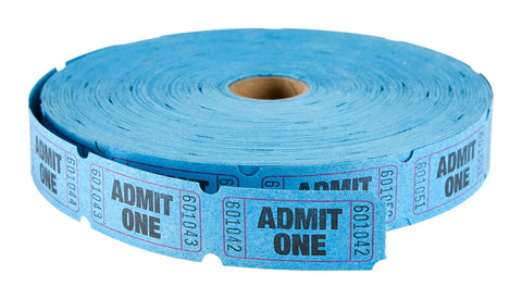 MACO Single Roll - Admit One - Tickets, 1 x 2 Inches, Blue, 2000 Per Roll (18-611)