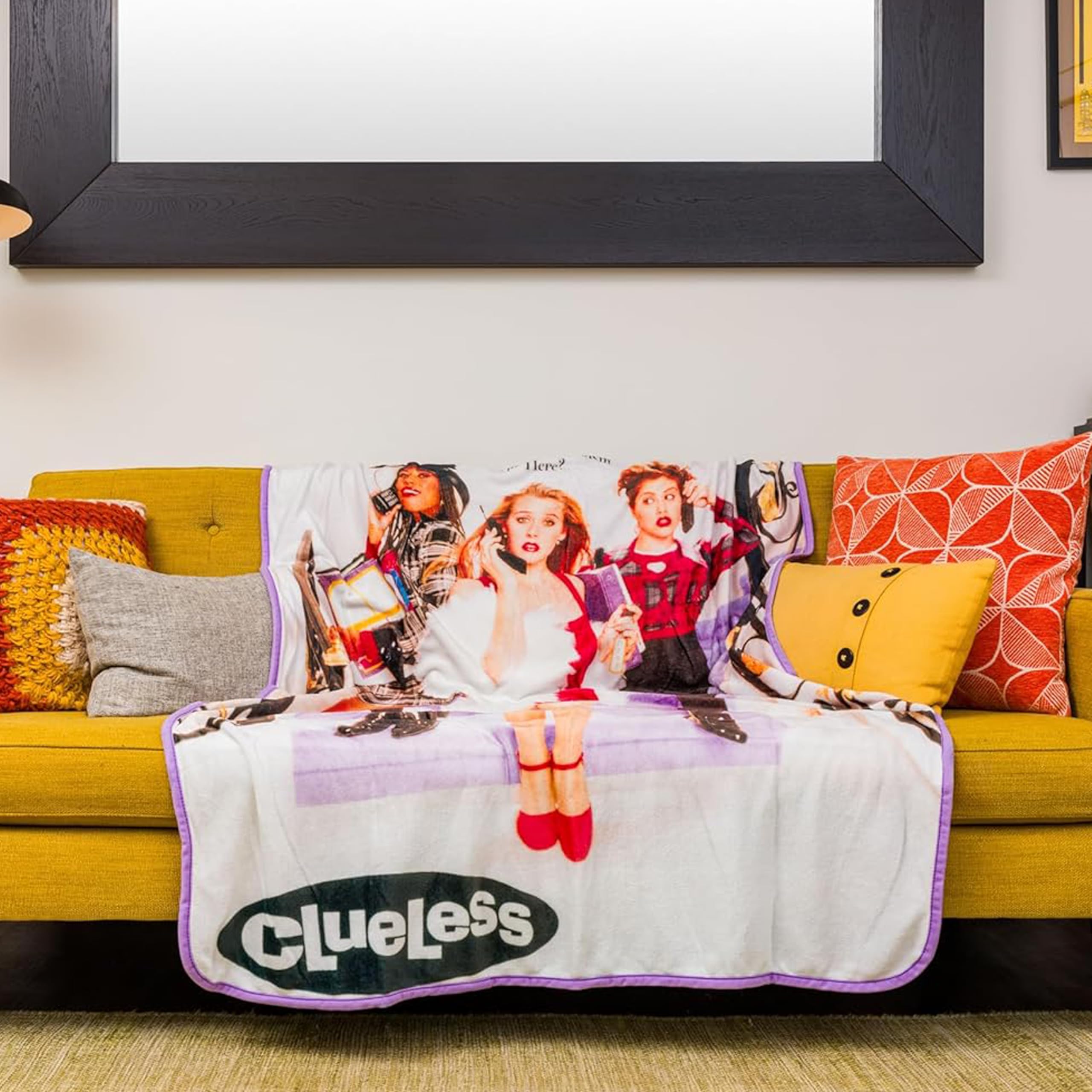 Silver Buffalo Clueless Movie Poster Alicia Silverstone Features Cher, Dionne, and Tai 45" x 60" Fleece Throw, Soft and Cozy Blanket, 180 GSM