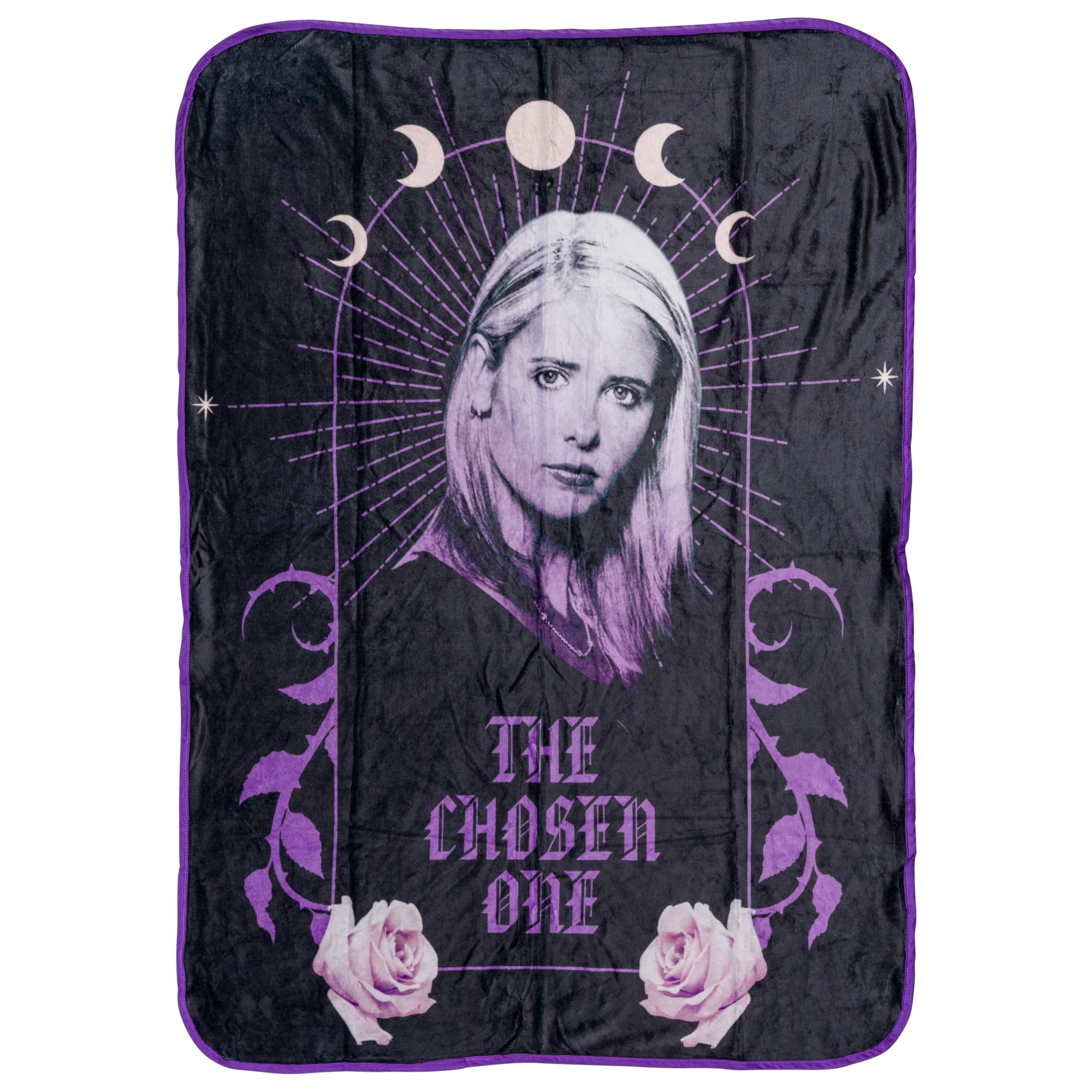 Silver Buffalo Buffy the Vampire Slayer The Chosen One Moon Phases 45” x 60” Fleece Throw, Soft and Cozy Blanket, 180 GSM