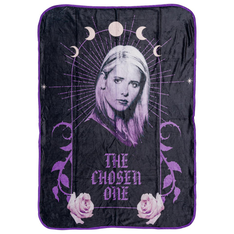 Silver Buffalo Buffy the Vampire Slayer The Chosen One Moon Phases 45” x 60” Fleece Throw, Soft and Cozy Blanket, 180 GSM