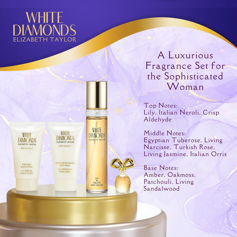 Elizabeth Taylor White Diamonds Perfume for Women Gift Set - 4 PC 1.7 Fl. oz