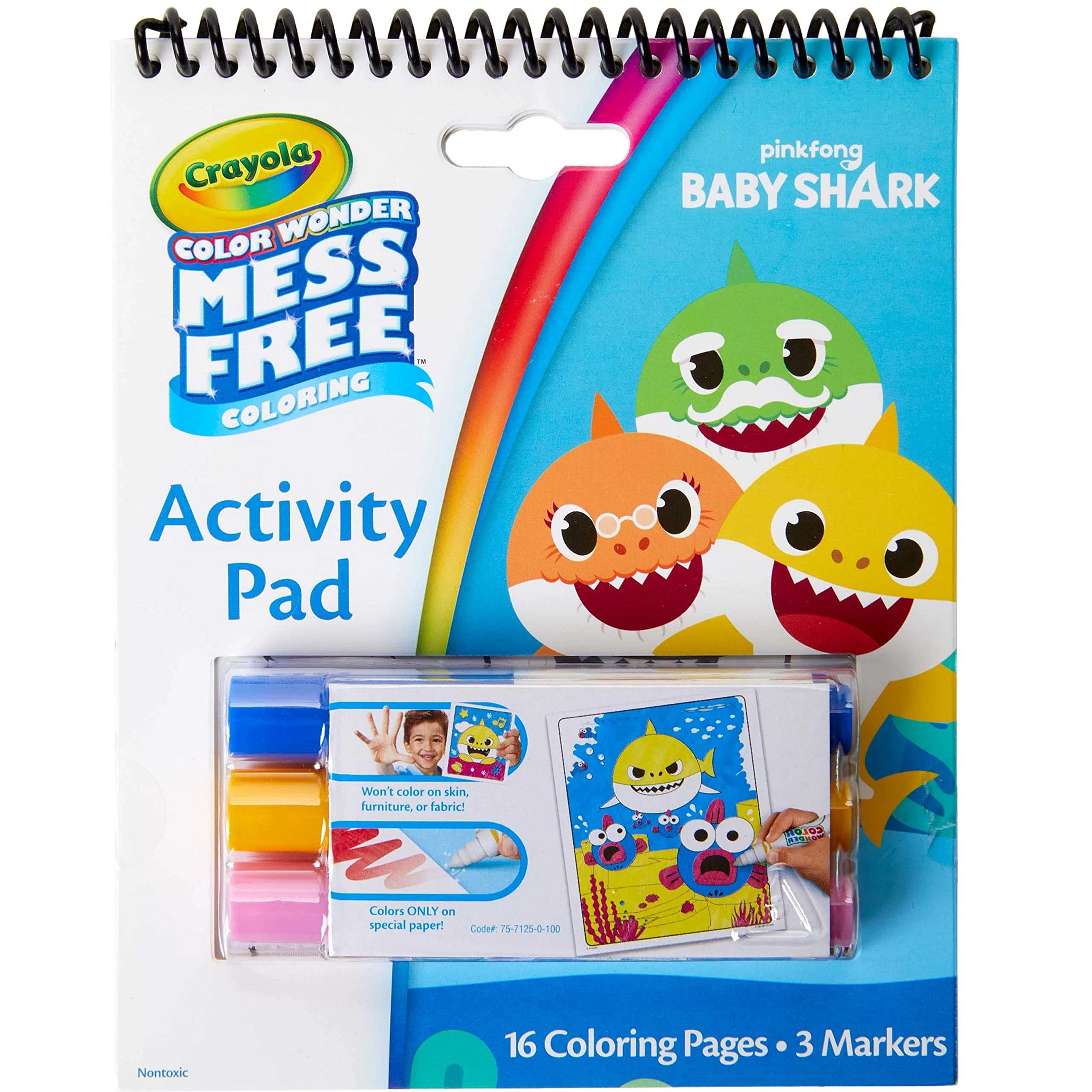 Crayola Baby Shark Color Wonder Travel Activity Pad, Mess Free Coloring, Gift for Kids, 3, 4, 5,