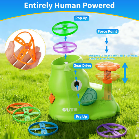 CPSYUB Outdoor Stomp Flying Disc Launcher Toys for Kids Ages 3 4 5 6 7 8 9 10, Elephant Butterfly Catching Game, Outside Yard Activities Chasing Toy, Outdoor Birthday for 3-8 Year Old Boys Girls
