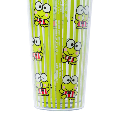 Silver Buffalo Sanrio Hello Kitty and Friends Keroppi Plastic Cold Cup with Lid and Straw Topper, 24 Ounces