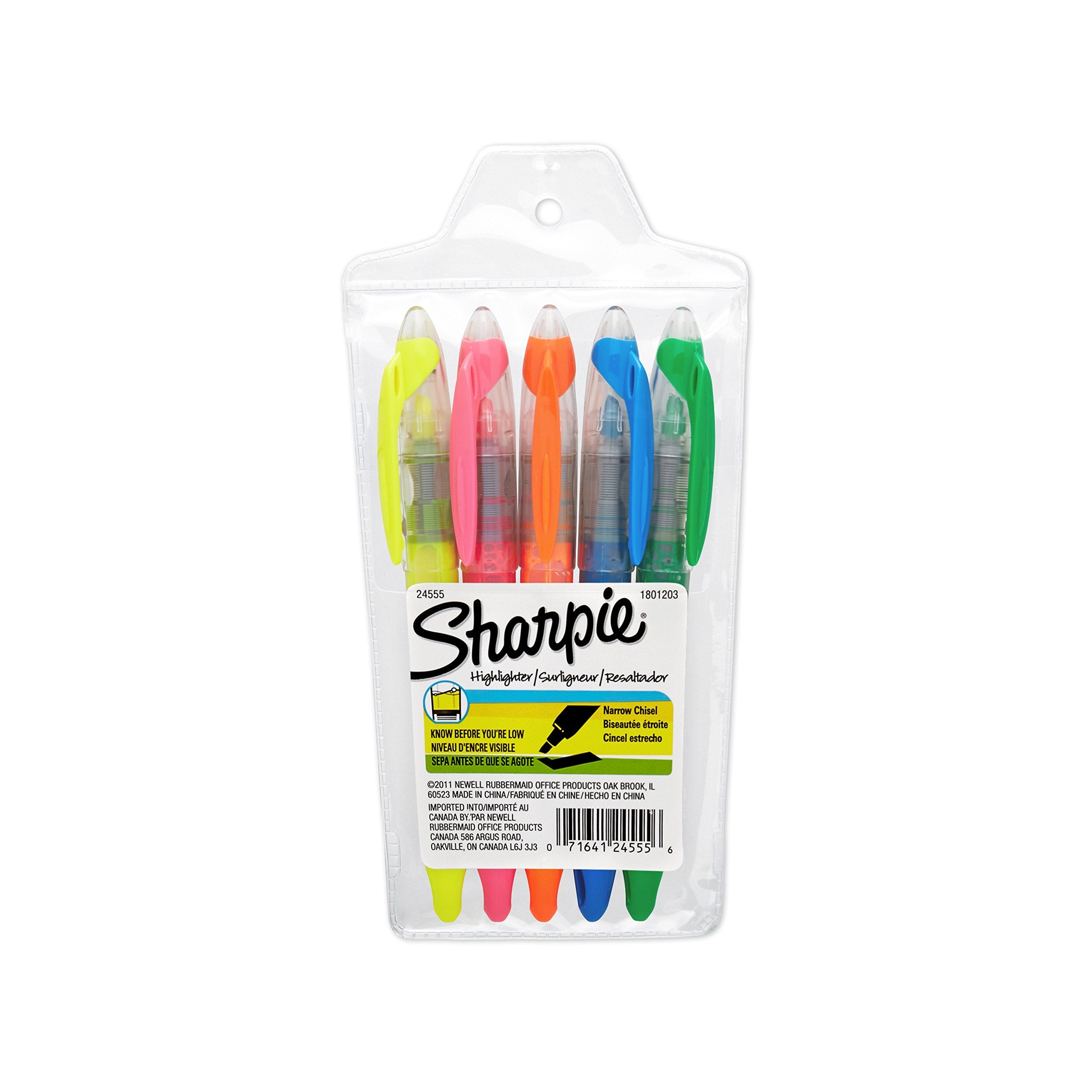 Sharpie 24555 Accent Pen-Style Highlighter, Assorted Colors, 5-Pack