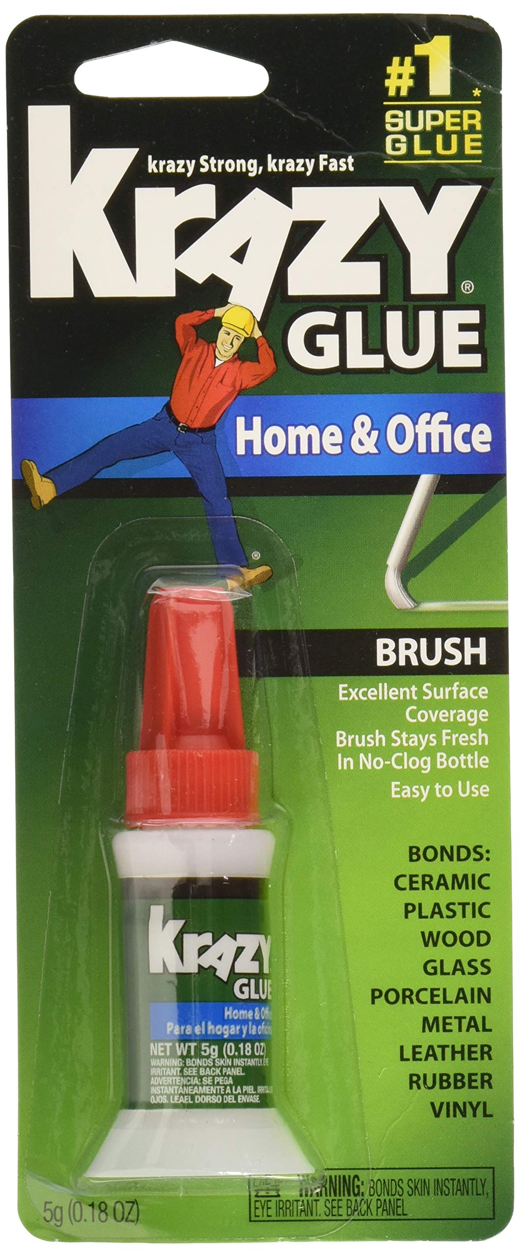 Krazy Glue Home and Office Brush-On Glue, 0.18 oz (Pack of 6)