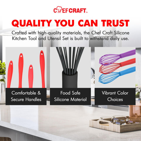 Chef Craft Premium Silicone Wire Cooking Whisk, 10.5 inch, Black