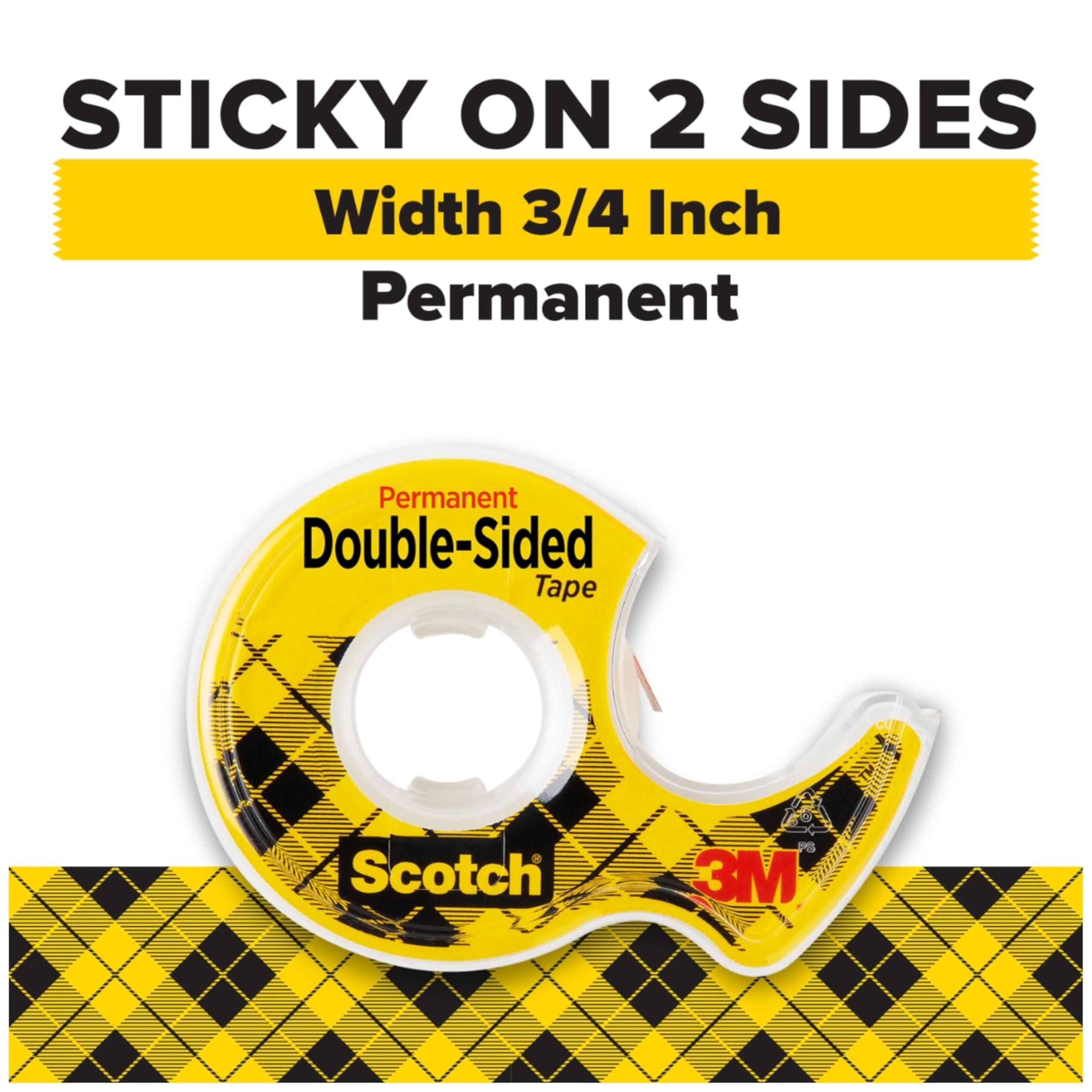 Scotch Double Sided Tape, Permanent, 3/4 in x 300 in, 1 Dispenser/Pack (237)
