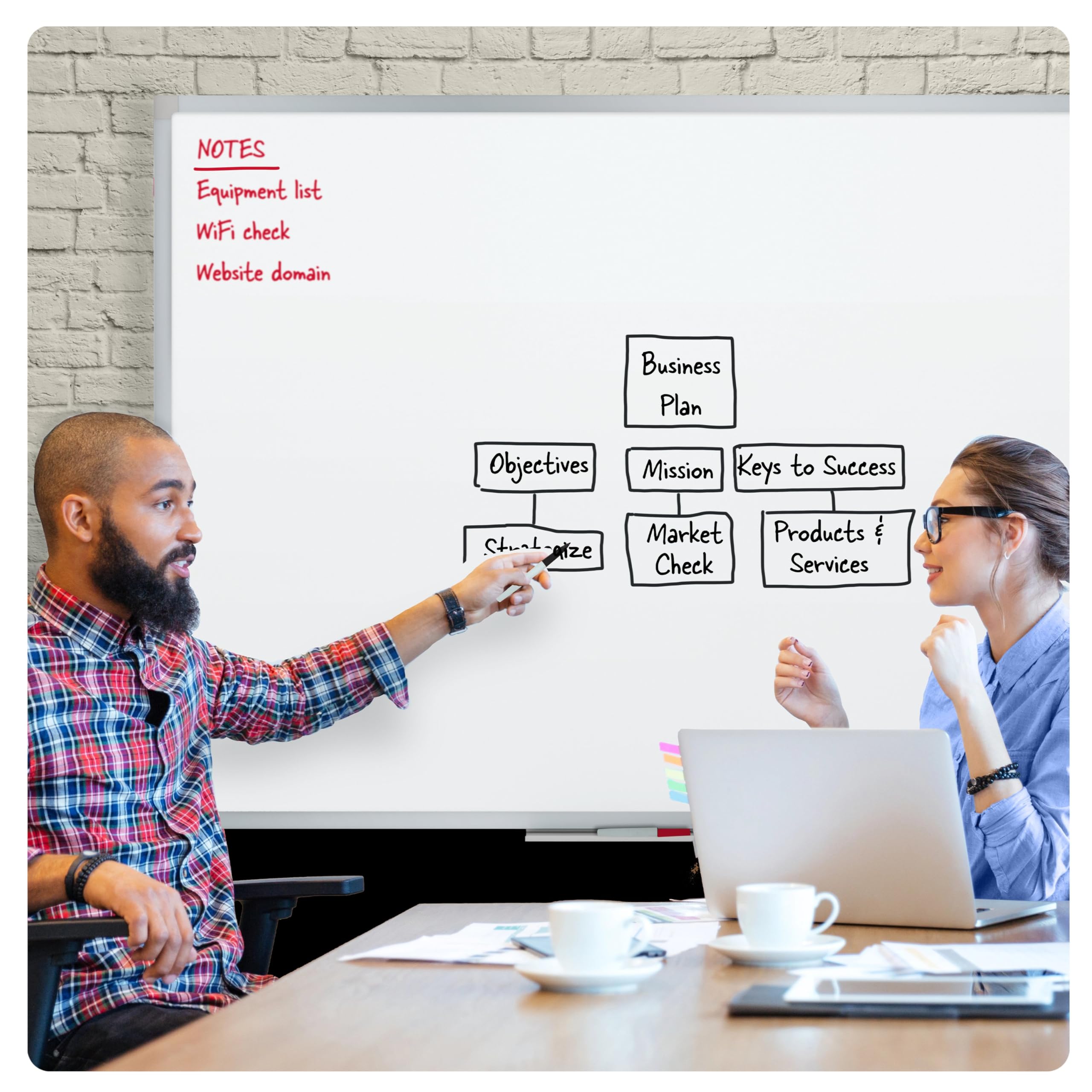 Mead Dry Erase Board 72" x 48" Non-Magnetic Whiteboard For Wall, 6' x 4', White/Silver (85358N)