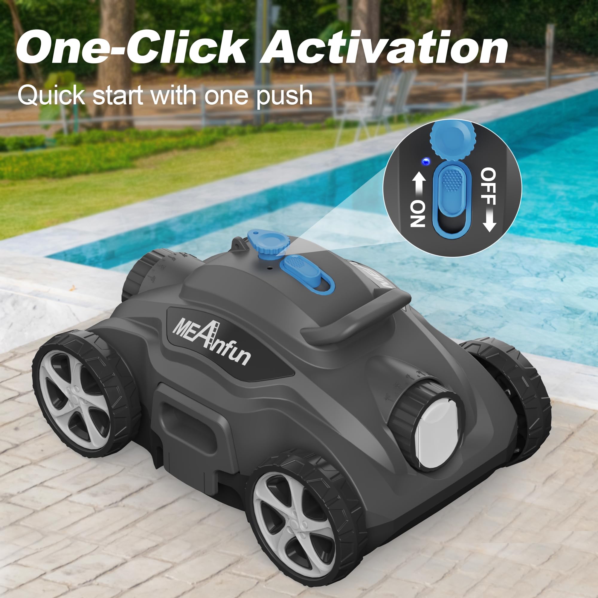 2024 New Cordless Robotic Pool Vacuum Cleaner, Last 110 Mins & Clean 1076 Sq. Ft for Above Ground and Inground Pool Robot - 5800mah Automatic Parking Pools Cleaning Tools PC01 Grey