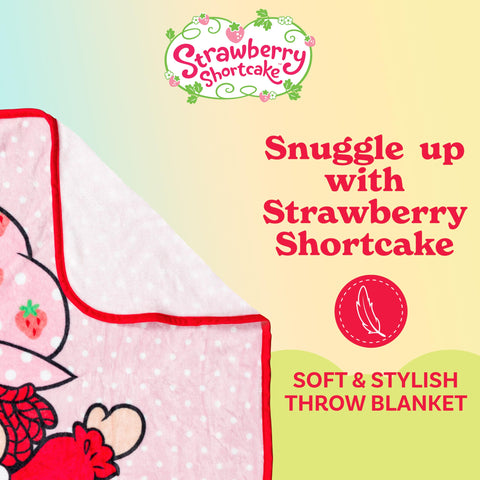 Silver Buffalo Strawberry Shortcake on Bike Polka Dot 45" x 60" Fleece Throw, Soft and Cozy Blanket, 180 GSM