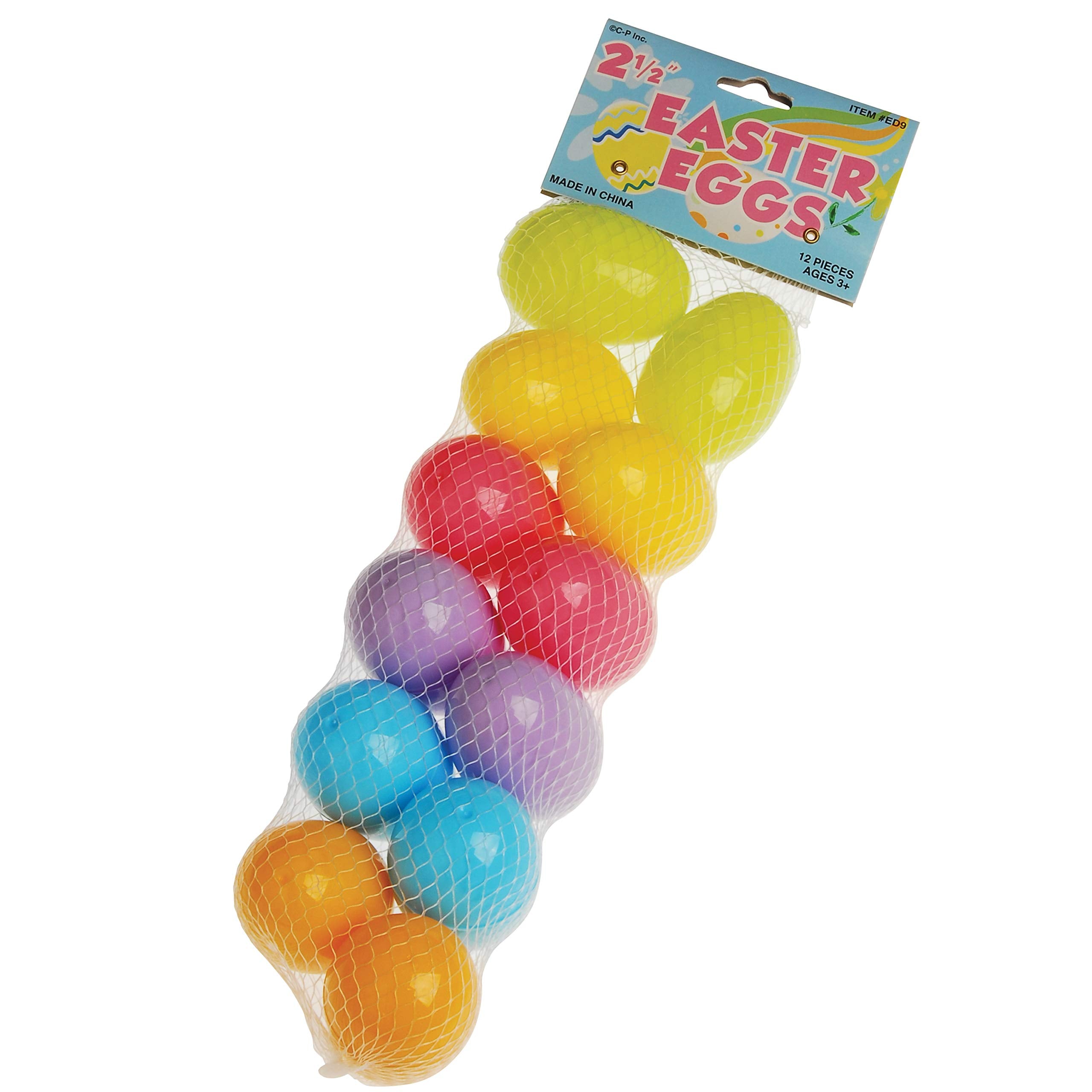 U.S. Toy (ED9) Beautiful Assorted Color 2 3/8" Plastic Easter Eggs - 12 Pack - Perfect Size Easter Basket/Hunt Egg